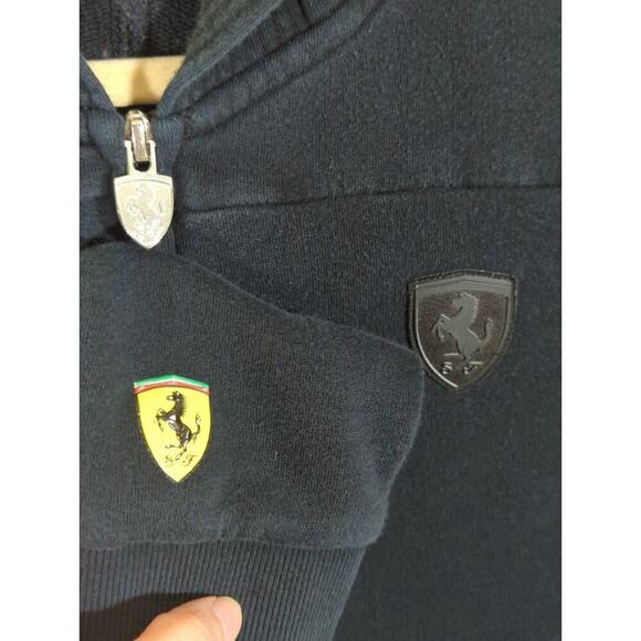 Puma X Ferrari Sweatshirt Woman's Medium Black Hoodie Full‎ Zip Racing Long - Picture 4 of 16
